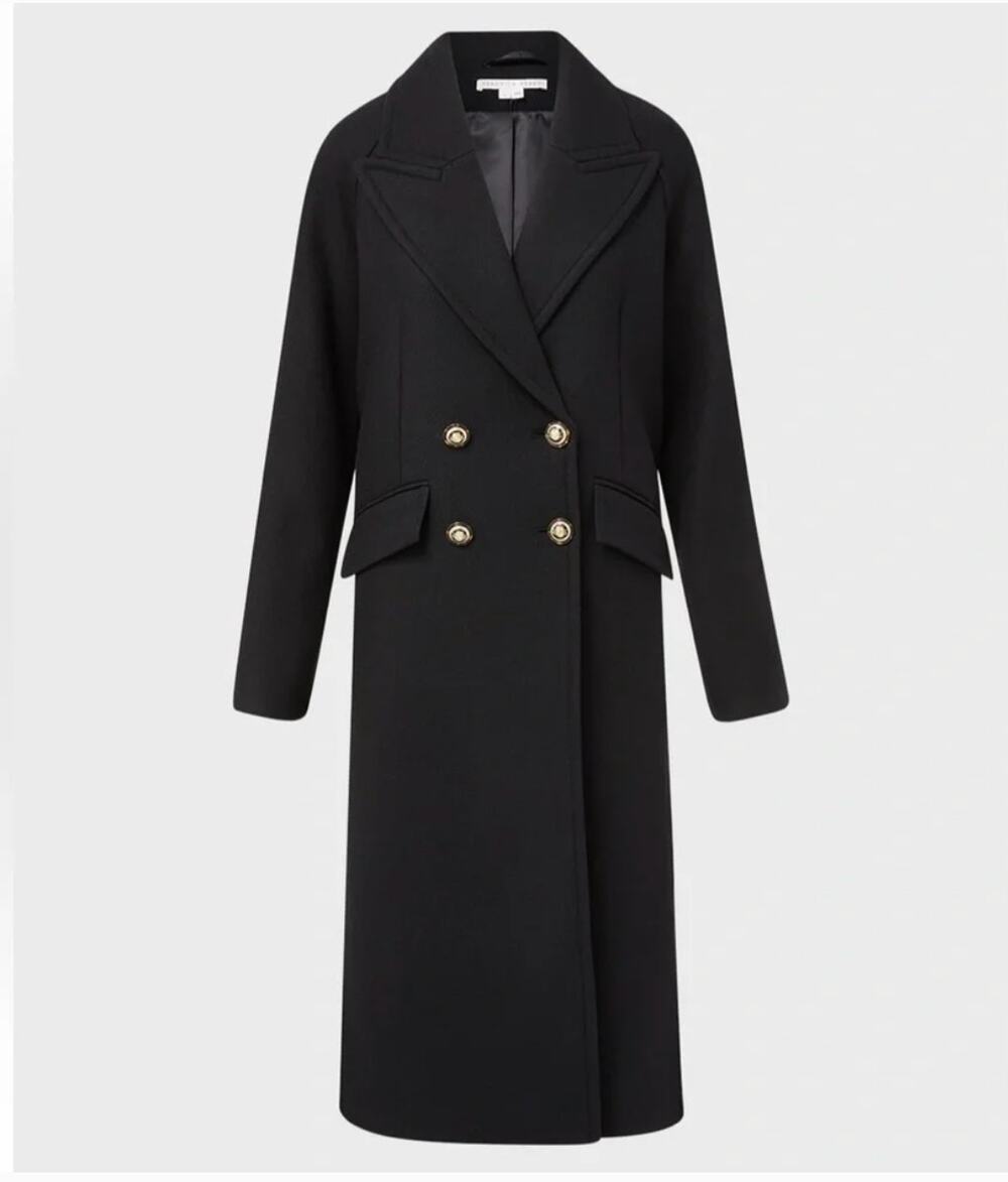 Veronica Beard Frattini Dickey Coat M Black Wool Long Trench Academia Luxury